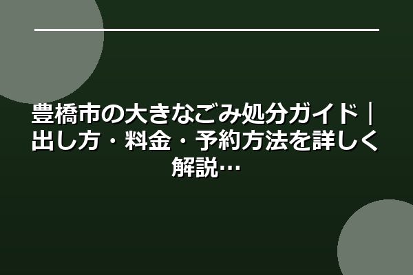 豊橋市の大きなごみ処分ガイド｜出し方・料金・予約方法を詳しく解説